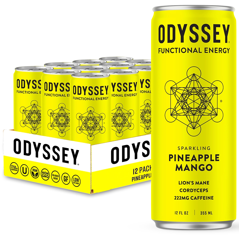 Pineapple Mango 222 Sparkling Energy Drink - 222mg Caffeine - 12