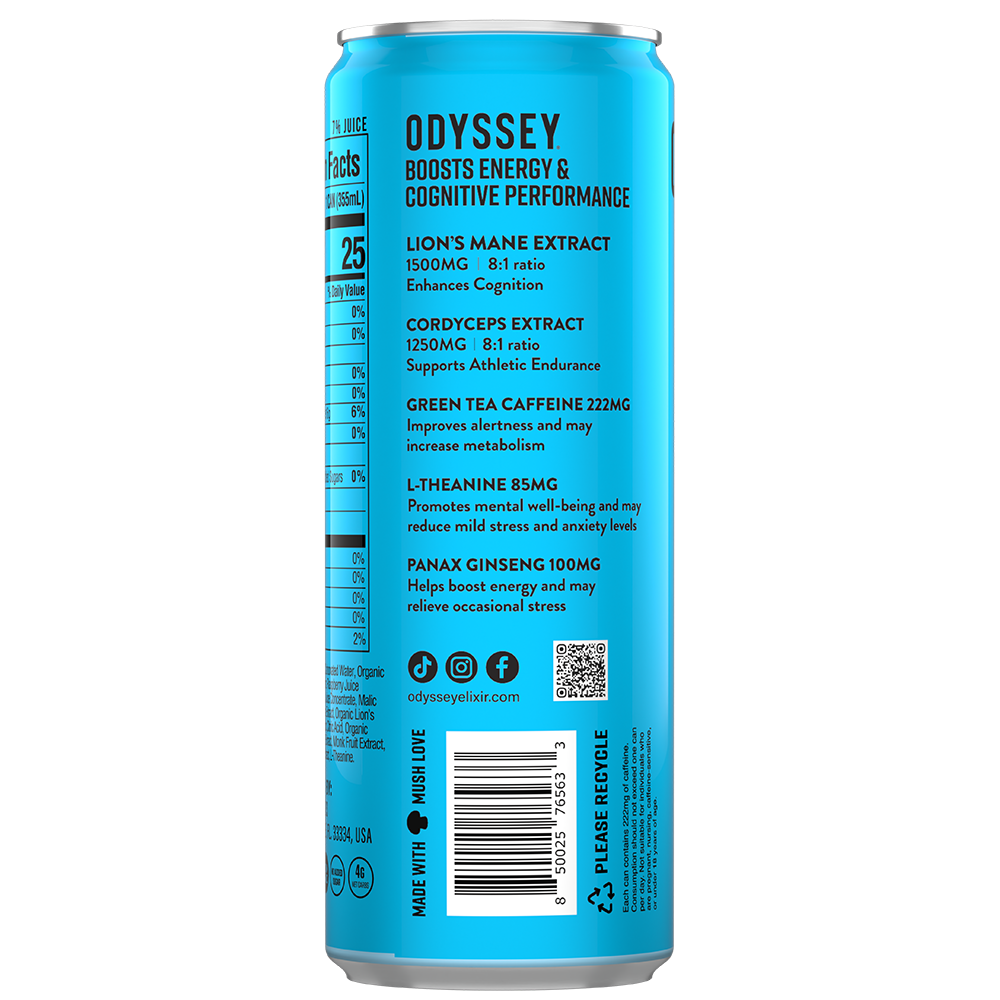 Blue Raspberry 222 Sparkling Energy Drink - 222mg Caffeine - 12 Pack