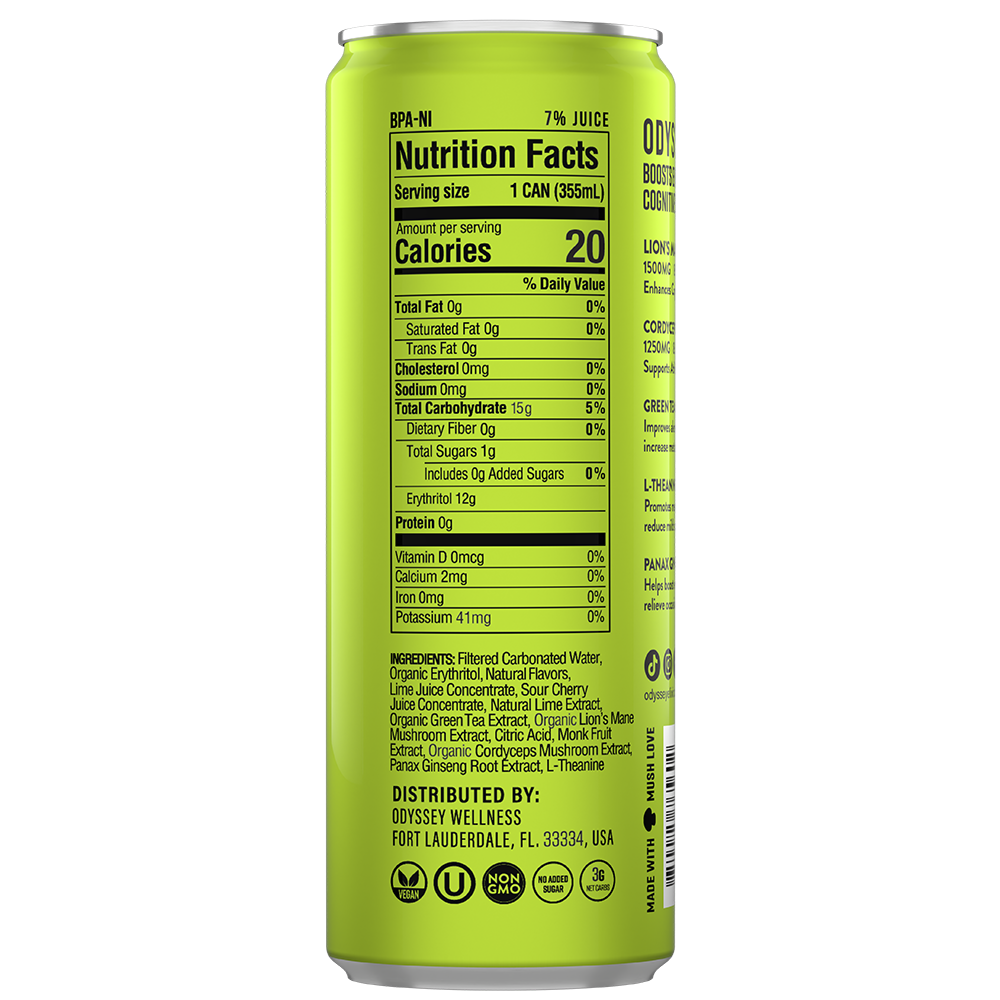 Cherry Lime 222 Sparkling Energy Drink - 222mg Caffeine - 12 Pack