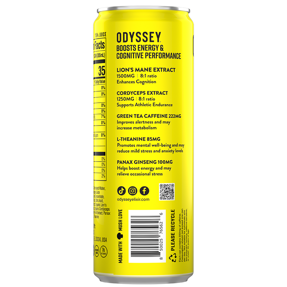 Pineapple Mango 222 Sparkling Energy Drink - 222mg Caffeine - 12 Pack