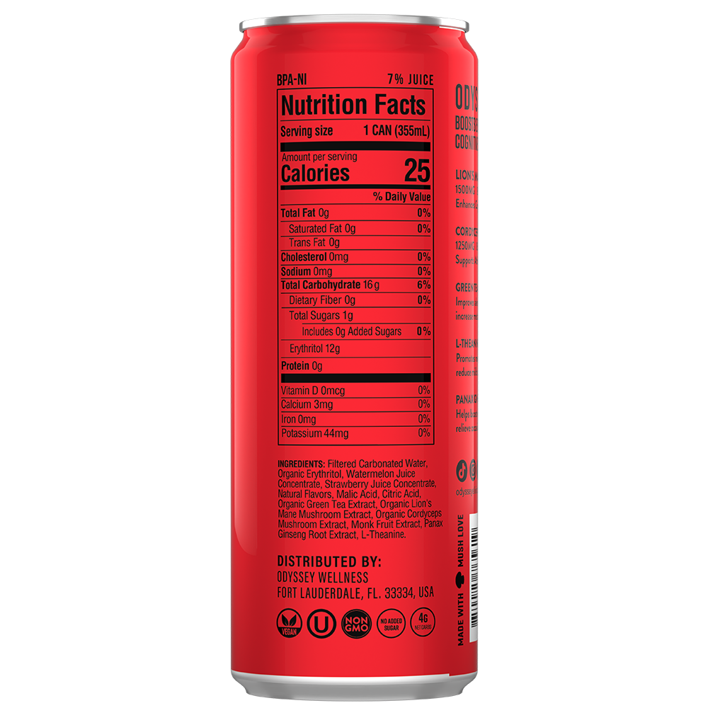 Strawberry Watermelon 222 Sparkling Energy Drink - 222mg Caffeine - 12 Pack