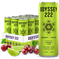 Cherry Lime 222 Sparkling Energy Drink - 222mg Caffeine - 12 Pack