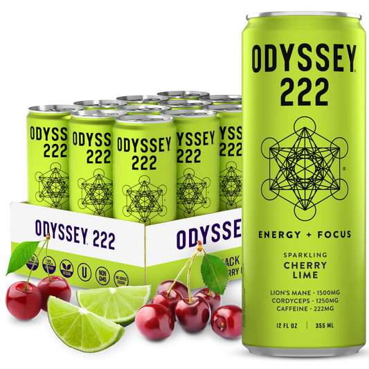 Cherry Lime 222 Sparkling Energy Drink - 222mg Caffeine - 12 Pack