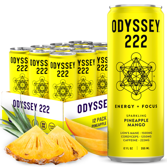 Pineapple Mango 222 Sparkling Energy Drink - 222mg Caffeine - 12 Pack