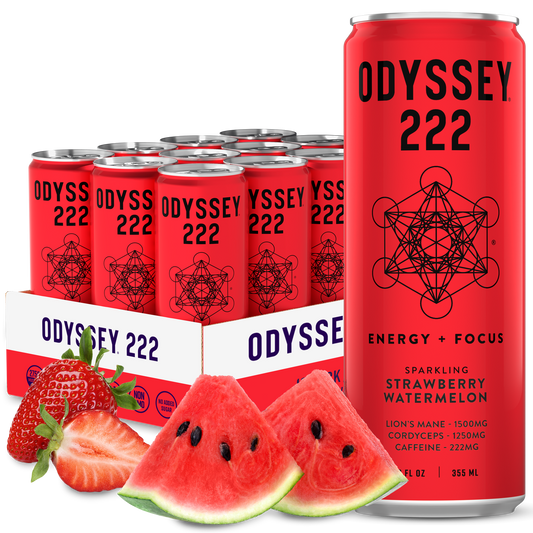 Strawberry Watermelon 222 Sparkling Energy Drink - 222mg Caffeine - 12 Pack