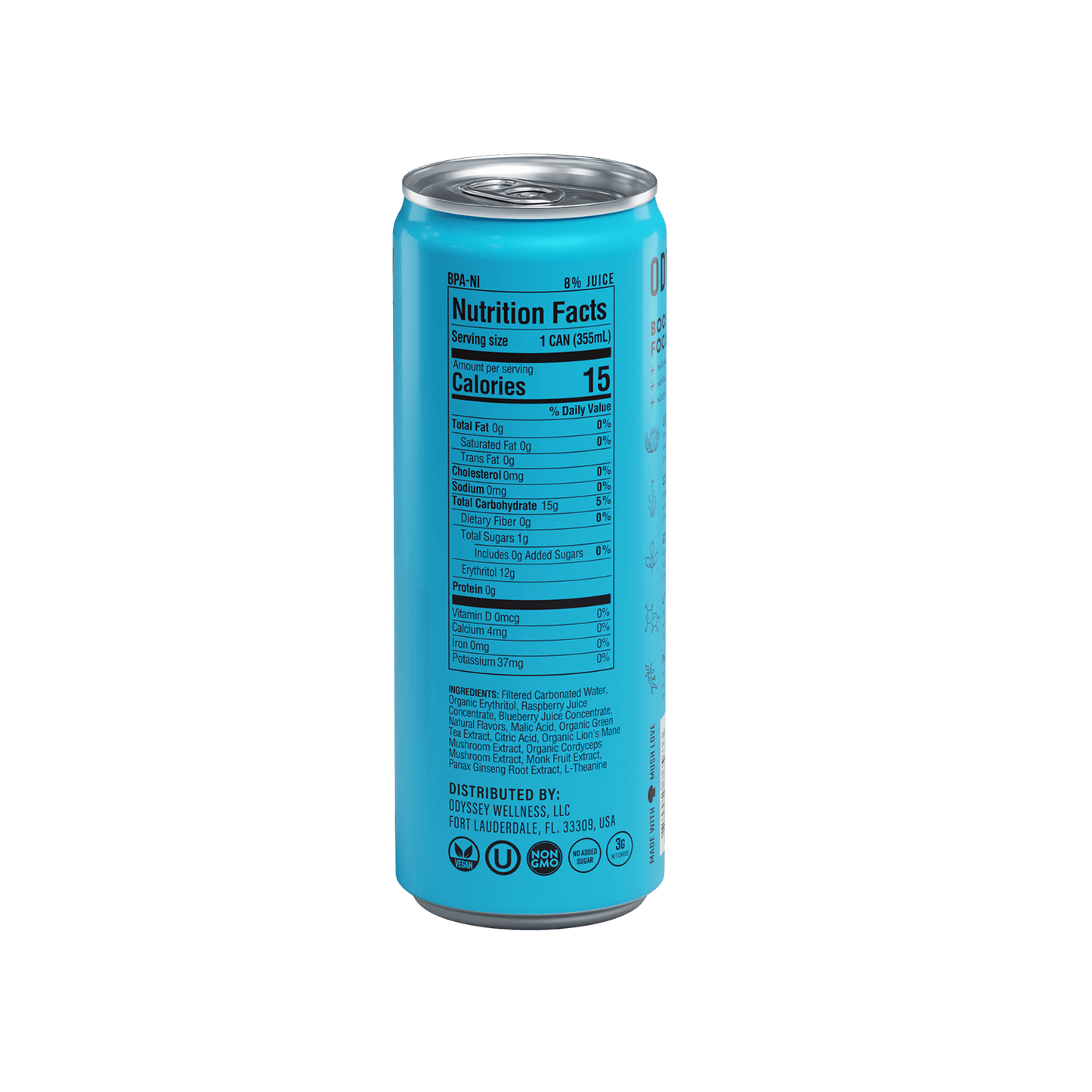 Blue Raspberry 222 Sparkling Mushroom Energy Drink 12 Pack