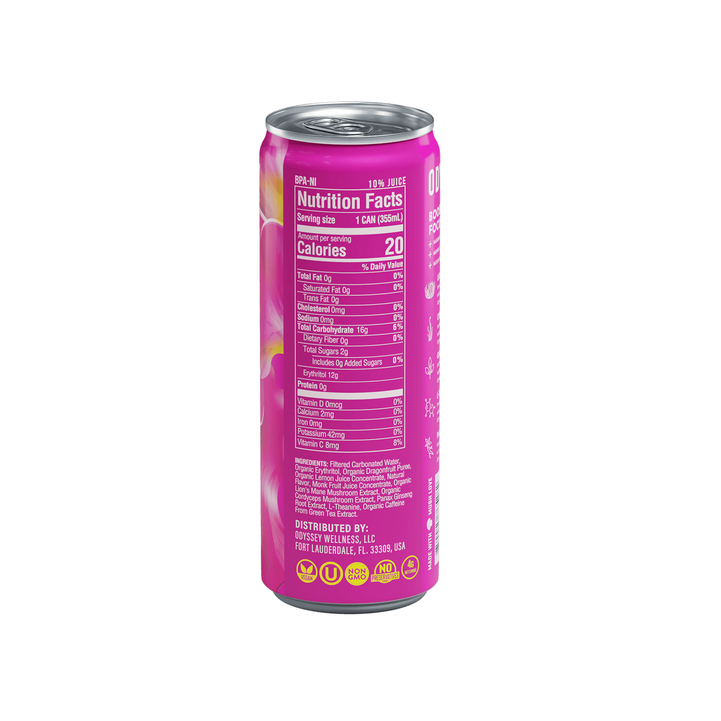 Dragon Fruit Lemonade Core Sparkling Energy Drink - 85mg Caffeine - 12 Pack