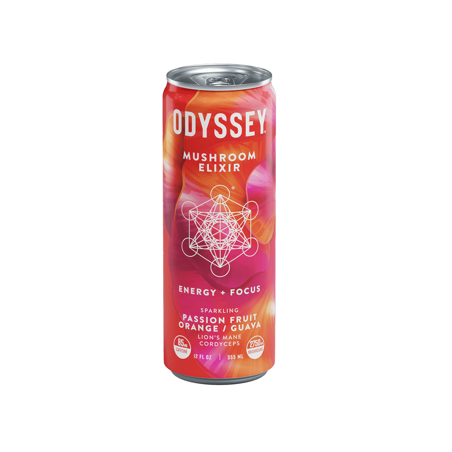 Passion Fruit Orange Guava Sparkling Mushroom Energy Drink 12 Pack