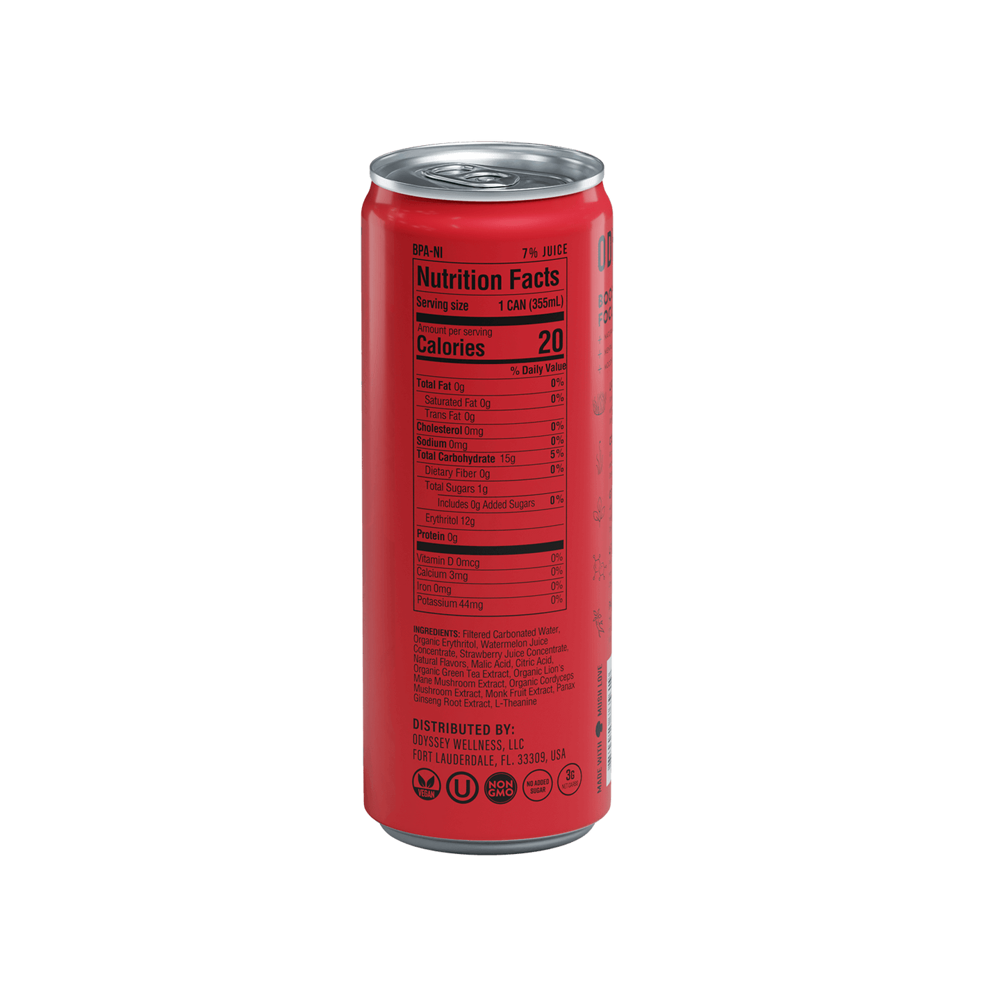 Strawberry Watermelon 222 Sparkling Energy Drink - 222mg Caffeine - 12 Pack