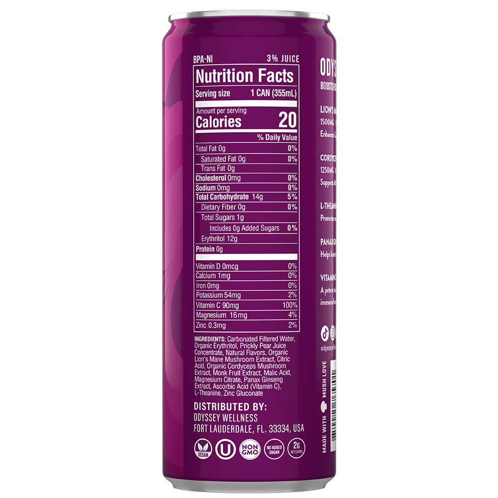 Prickly Pear Revive Sparkling Mood & Hydration Drink - Caffeine Free - 12 Pack