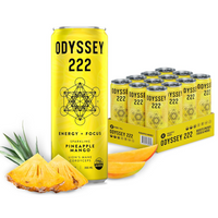 Pineapple Mango 222 Sparkling Energy Drink - 222mg Caffeine - 12 Pack